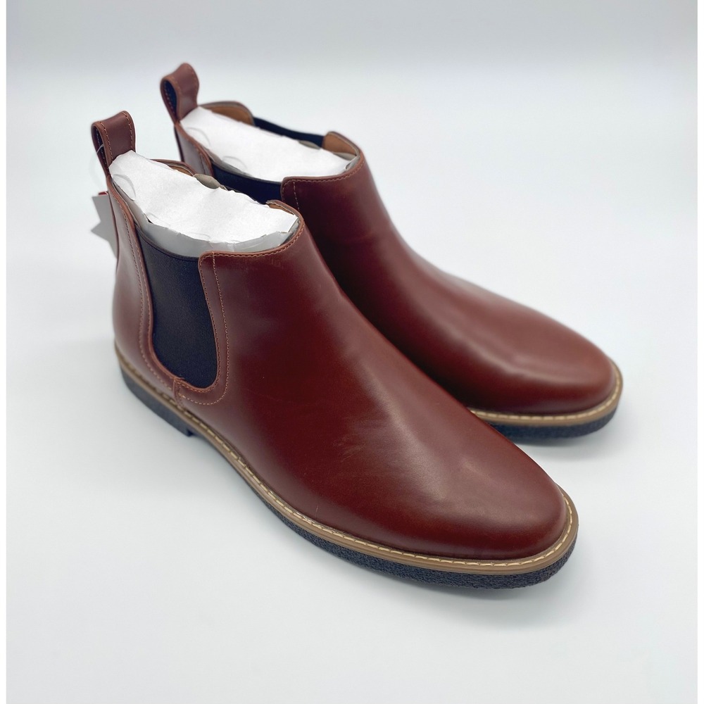 Deer Stags Rockland Mens Chelsea Boots Redwood Vega‎ Wide Width 9.5W NEW